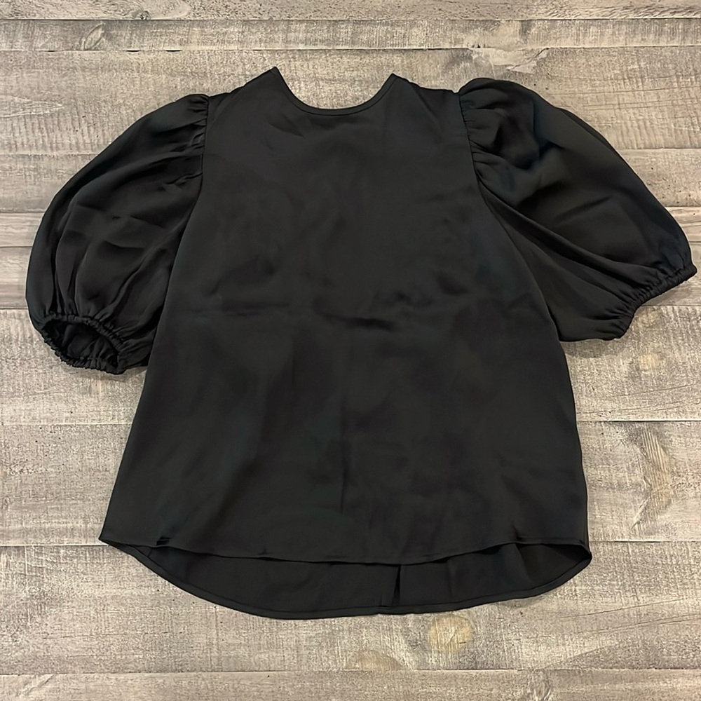Express women’s NEW black tie open back blouse puff sleeve XS high neck